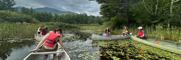 Sea Grant Scholars paddling on the Ausable River. Photo by Carolyn Koestner Sea Grant Scholars paddling on the Ausable River